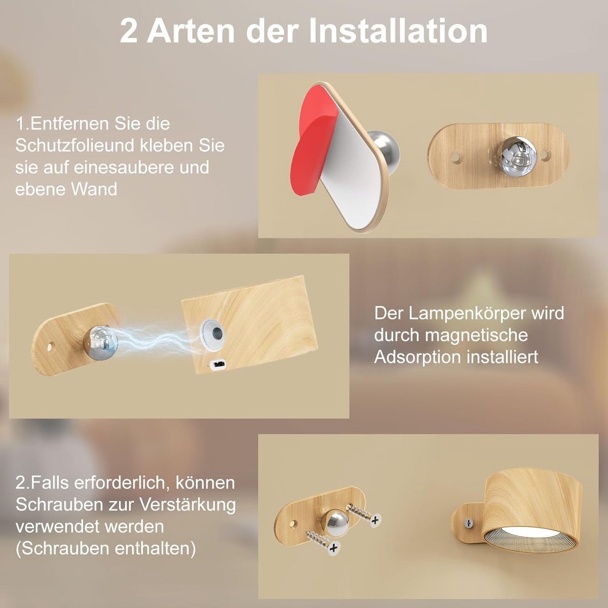 Night light - Indoor wall light - Rechargeable wall light - Children%27s night light - Wall light with 1 battery - Touch control with 3 brightness levels - 360° rotation - For living room