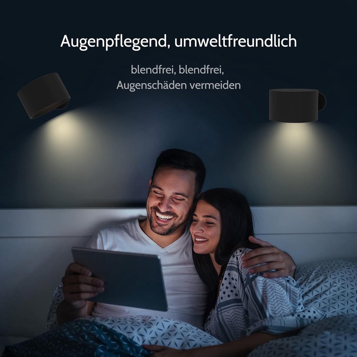 Lamp - Indoor wall light - LED wall light - Night light for adults - Battery operated wall light (1 piece) - Touch control with 3 brightness levels - 360° rotation - For living room