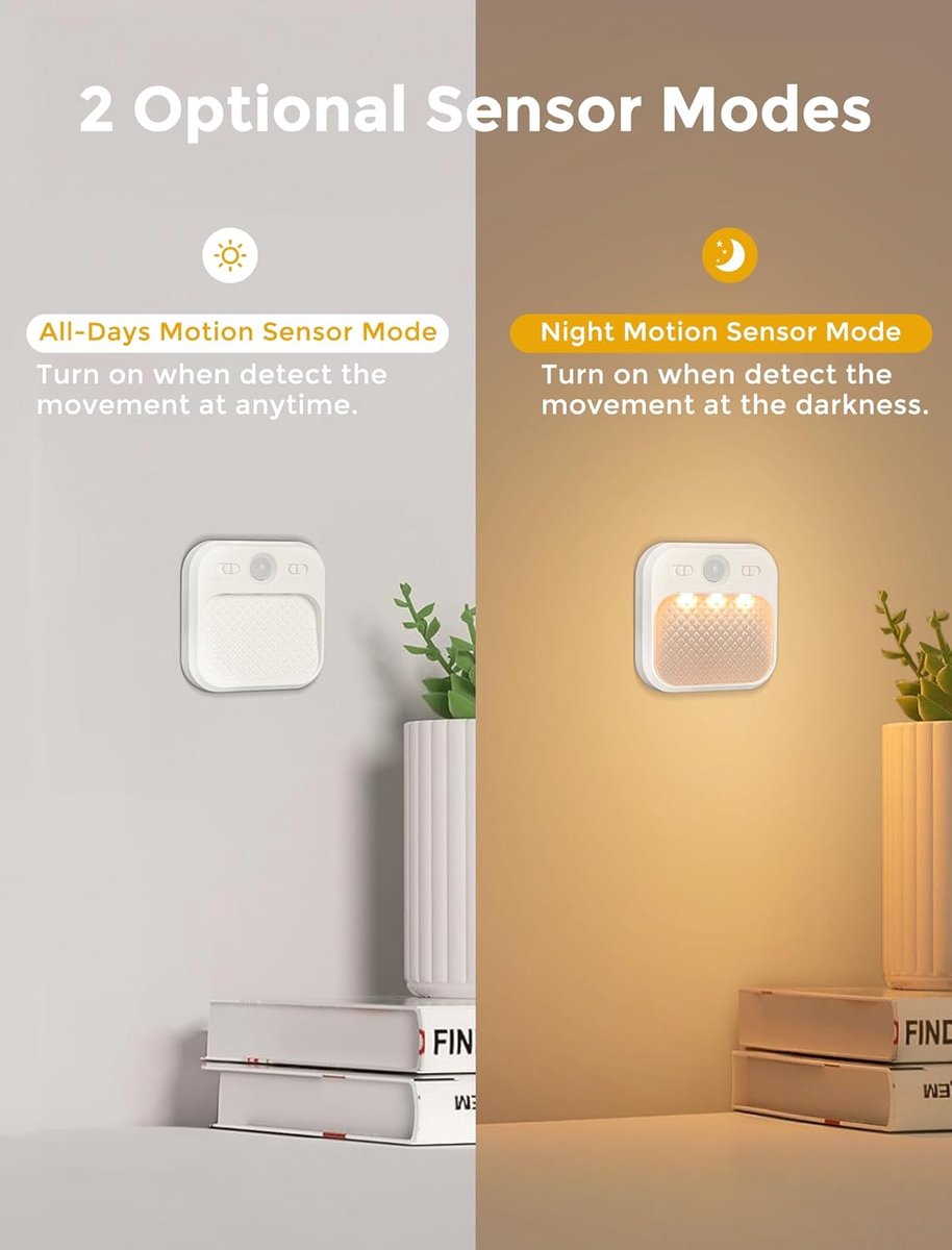 Night light - Night light plug - Children%27s night light - Night light with motion detector - With 3 detection modes - Rechargeable - 3 light colors - With adjustable brightness - For stairs - Hallway - Children%27s room - Bedroom