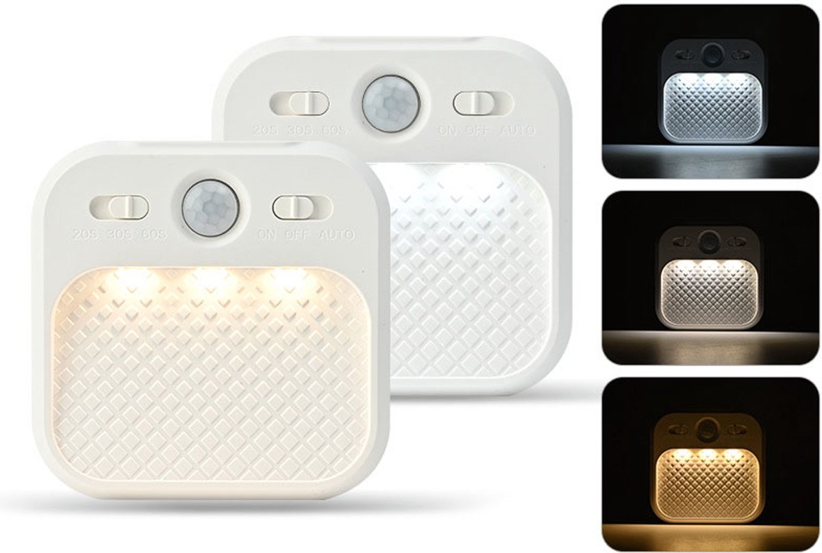 Night light - Night light plug - Children%27s night light - Night light with motion detector - With 3 detection modes - Rechargeable - 3 light colors - With adjustable brightness - For stairs - Hallway - Children%27s room - Bedroom