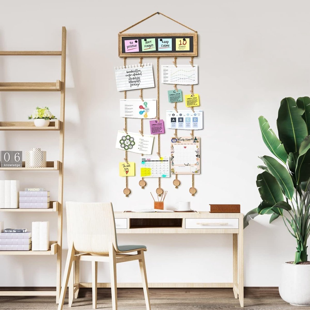 Photo album - Wall-mounted photo holder - Photo frame with display board and 30 photo clips - Wooden photo frame - Photo hanger with wall clip - Photo hanger for displaying memories