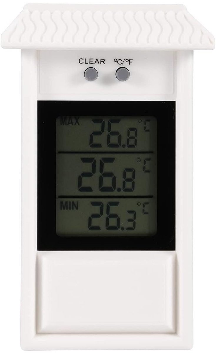 Indoor and outdoor thermometer - Thermometer - Hygrometer - Weather station - Digital thermometer - Weatherproof for indoor and outdoor use - Wit