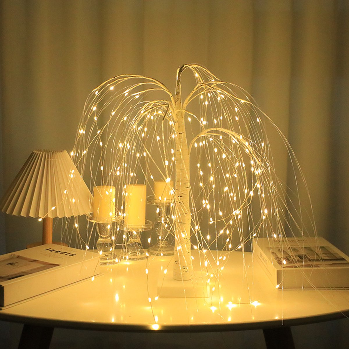 Elegant 50cm tall LED willow lamp with 7 modes - for living room and bedroom - Dual Power (USB and battery) Elegant 50cm tall LED willow lamp with 7 modes - for living room and bedroom - Dual Power (USB and battery)