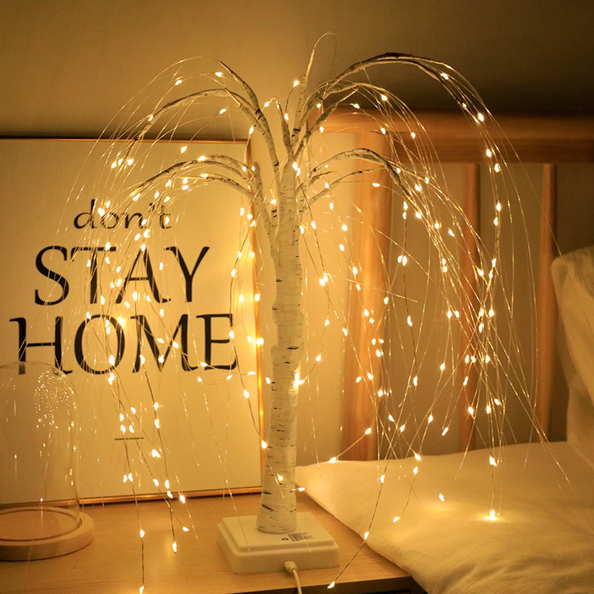 Elegant 50cm tall LED willow lamp with 7 modes - for living room and bedroom - Dual Power (USB and battery)