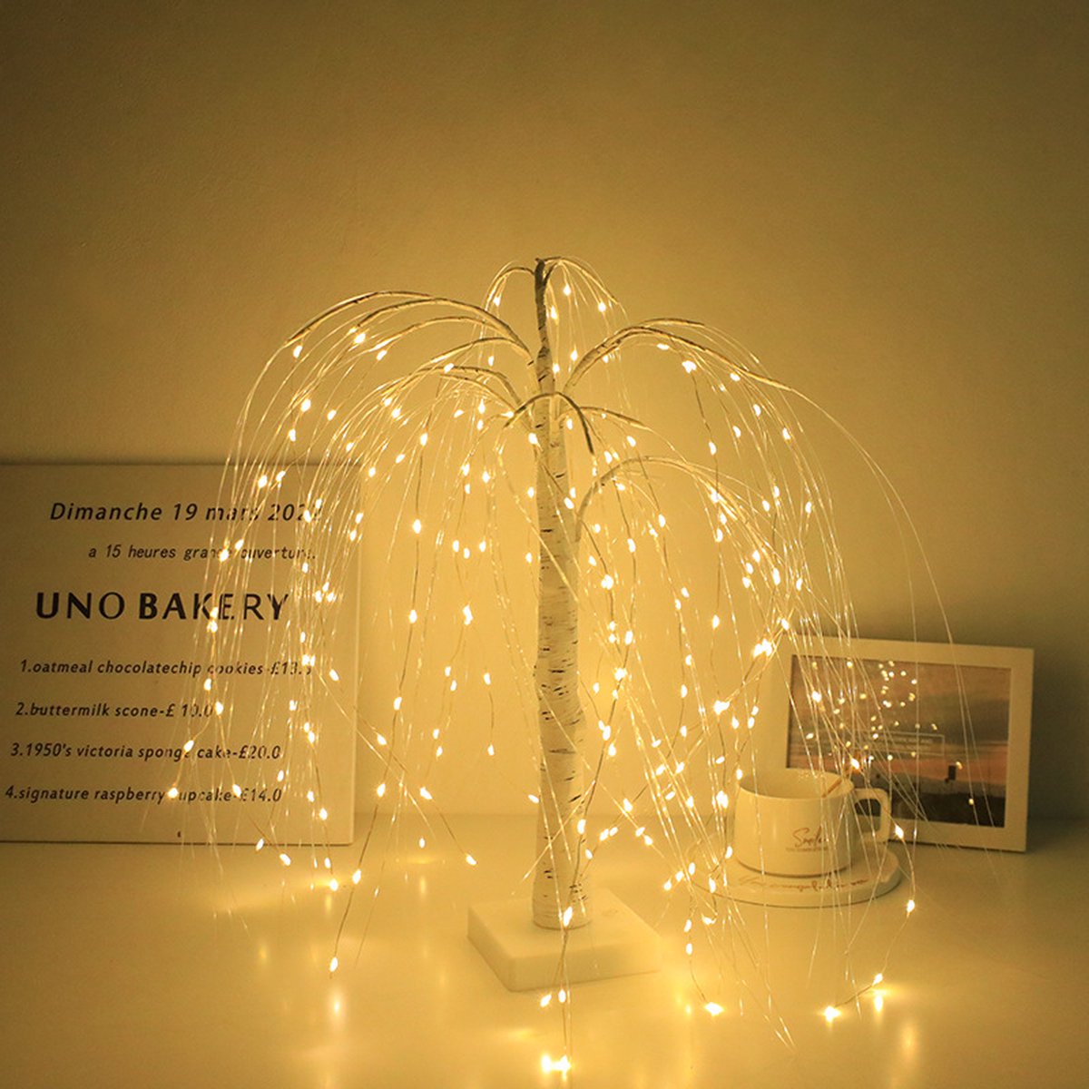 Elegant 50cm tall LED willow lamp with 7 modes - for living room and bedroom - Dual Power (USB and battery)
