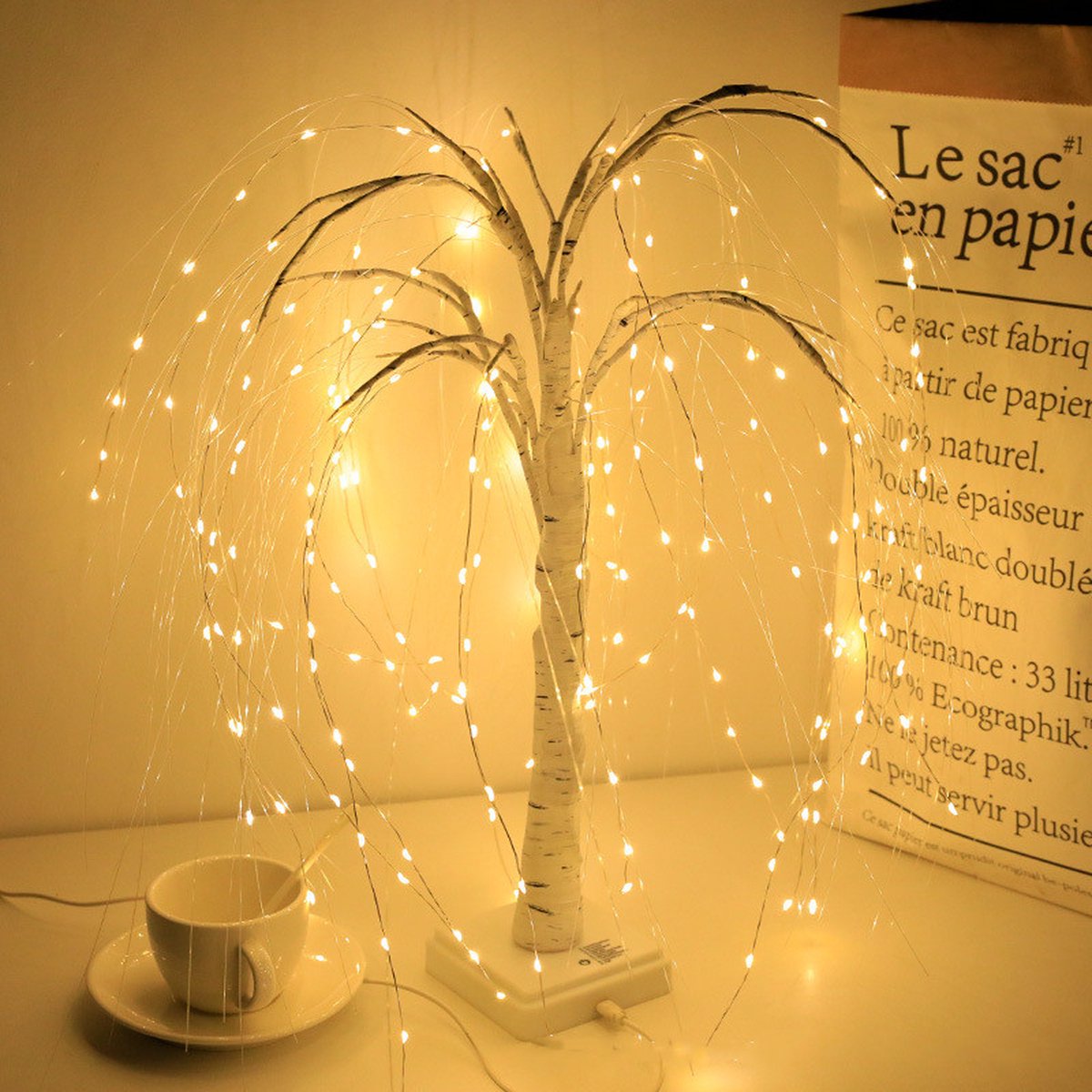 Elegant 50cm tall LED willow lamp with 7 modes - for living room and bedroom - Dual Power (USB and battery)