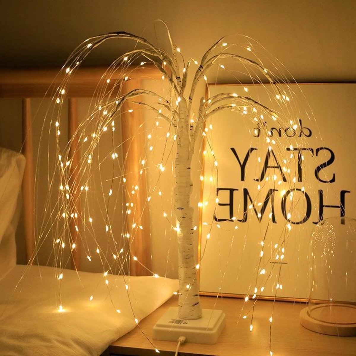 Elegant 50cm tall LED willow lamp with 7 modes - for living room and bedroom - Dual Power (USB and battery)