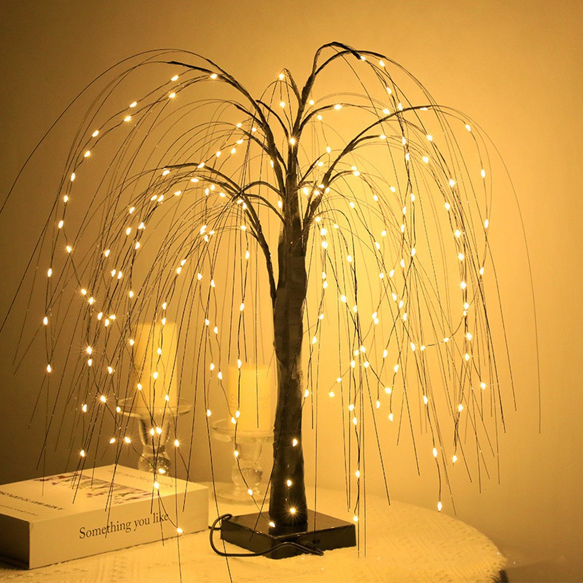 Elegant 50cm tall LED willow lamp with 7 modes - for living room and bedroom - Dual Power (USB and battery) Elegant 50cm tall LED willow lamp with 7 modes - for living room and bedroom - Dual Power (USB and battery)