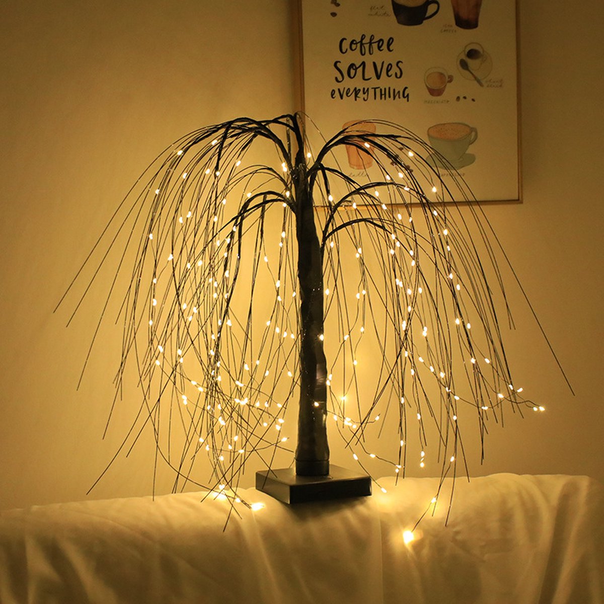 Elegant 50cm tall LED willow lamp with 7 modes - for living room and bedroom - Dual Power (USB and battery)