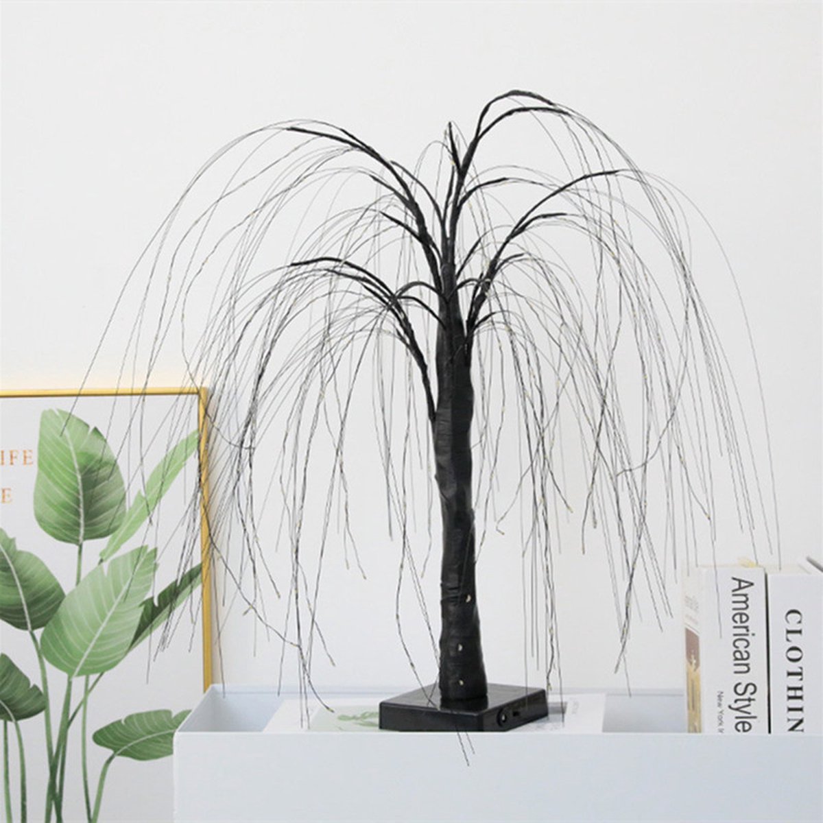 Elegant 50cm tall LED willow lamp with 7 modes - for living room and bedroom - Dual Power (USB and battery)