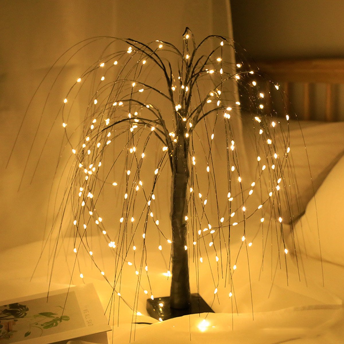 Elegant 50cm tall LED willow lamp with 7 modes - for living room and bedroom - Dual Power (USB and battery)