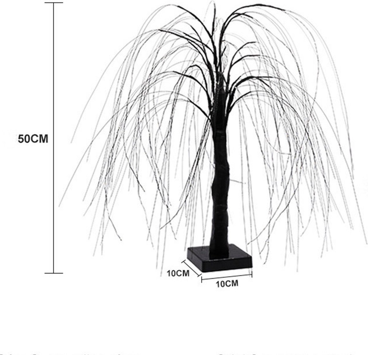 Elegant 50cm tall LED willow lamp with 7 modes - for living room and bedroom - Dual Power (USB and battery)