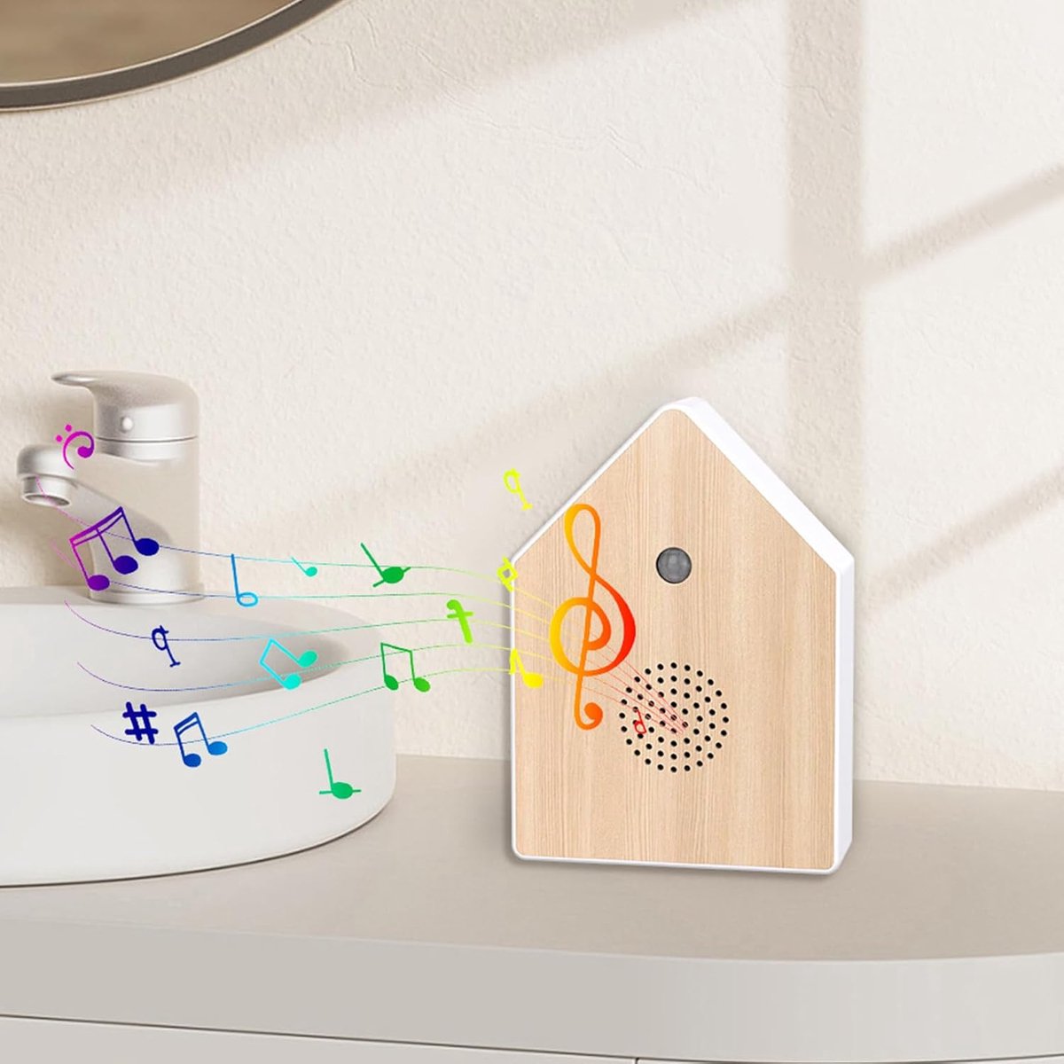Motion detectors with nature sounds - Wall-mounted housing - Nature sounds - Birdsong - Songs - Suitable for hallways
