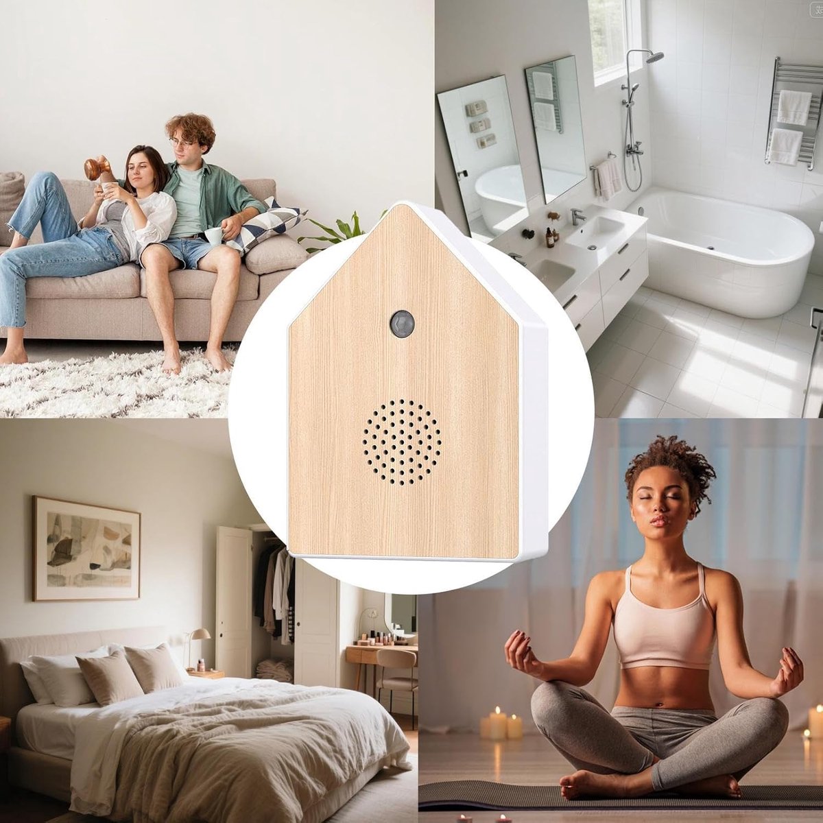 Motion detectors with nature sounds - Wall-mounted housing - Nature sounds - Birdsong - Songs - Suitable for hallways