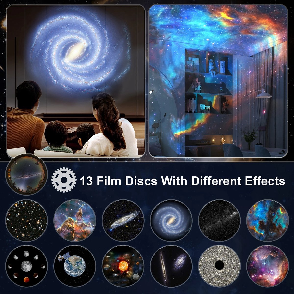 360° Starry Sky Night Projector with Solar System
