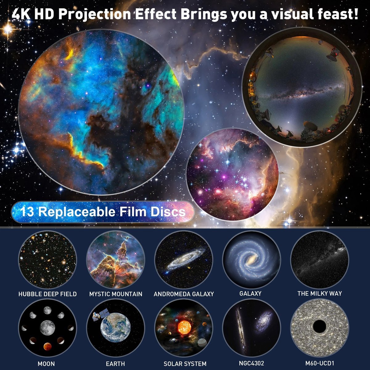 360° Starry Sky Night Projector with Solar System