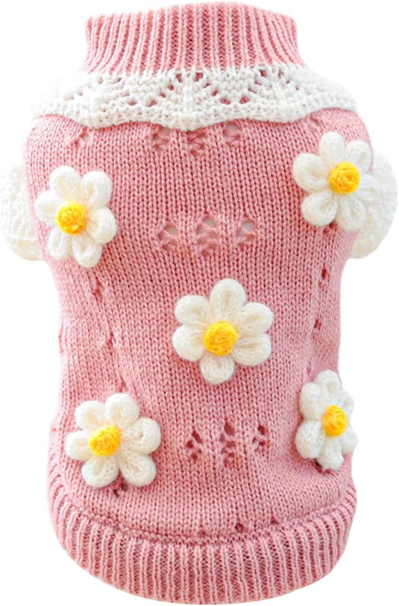 Dog Coat - Dog Sweater - Sweater for Small Dogs - Dog Sweater with an Adorable Floral Girl Design - Winter Knitted Sweater - Lightweight and Warm Cat Sweater - Birthday - Party Decoration - Christmas - Size XL