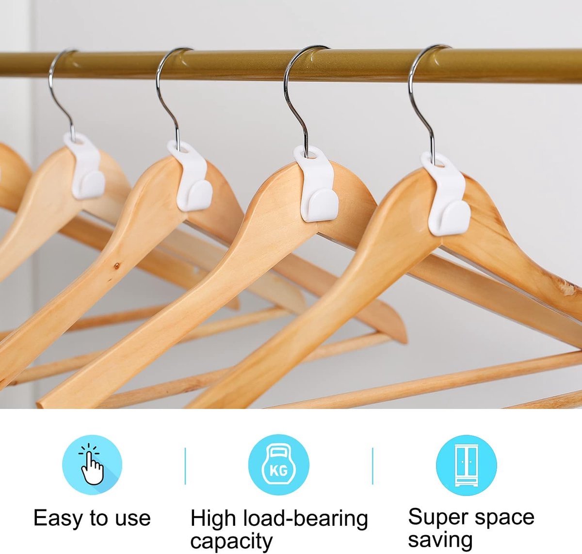 Hook - Connecting hook for hangers - 20 Hanger hooks - Ideal space saver for your wardrobe - Wit