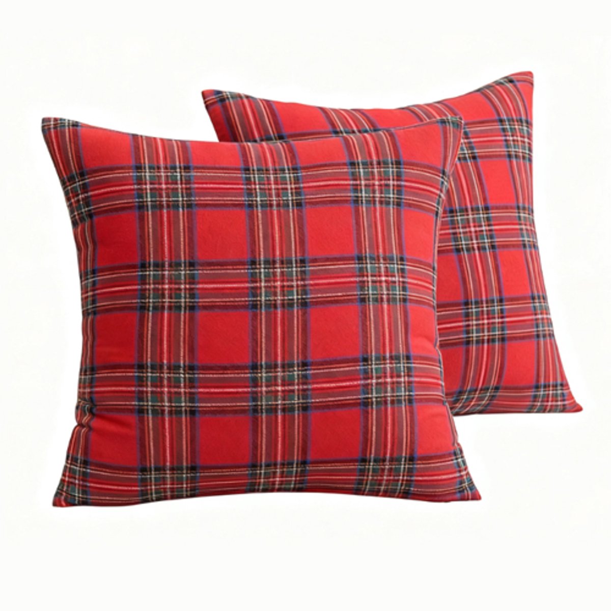 Decorative Pillowcases - Tartan Cushion Covers - 45 x 45 cm (18 x 18 inches) - Set of 2 - Invisible Zipper - Perfect for Sofa Decorative Pillowcases - Tartan Cushion Covers - 45 x 45 cm (18 x 18 inches) - Set of 2 - Invisible Zipper - Perfect for Sofa
