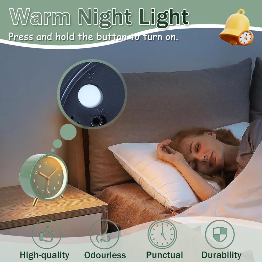 Silent Alarm Clock with Night Light and Backlight