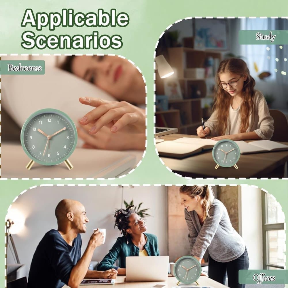 Silent Alarm Clock with Night Light and Backlight