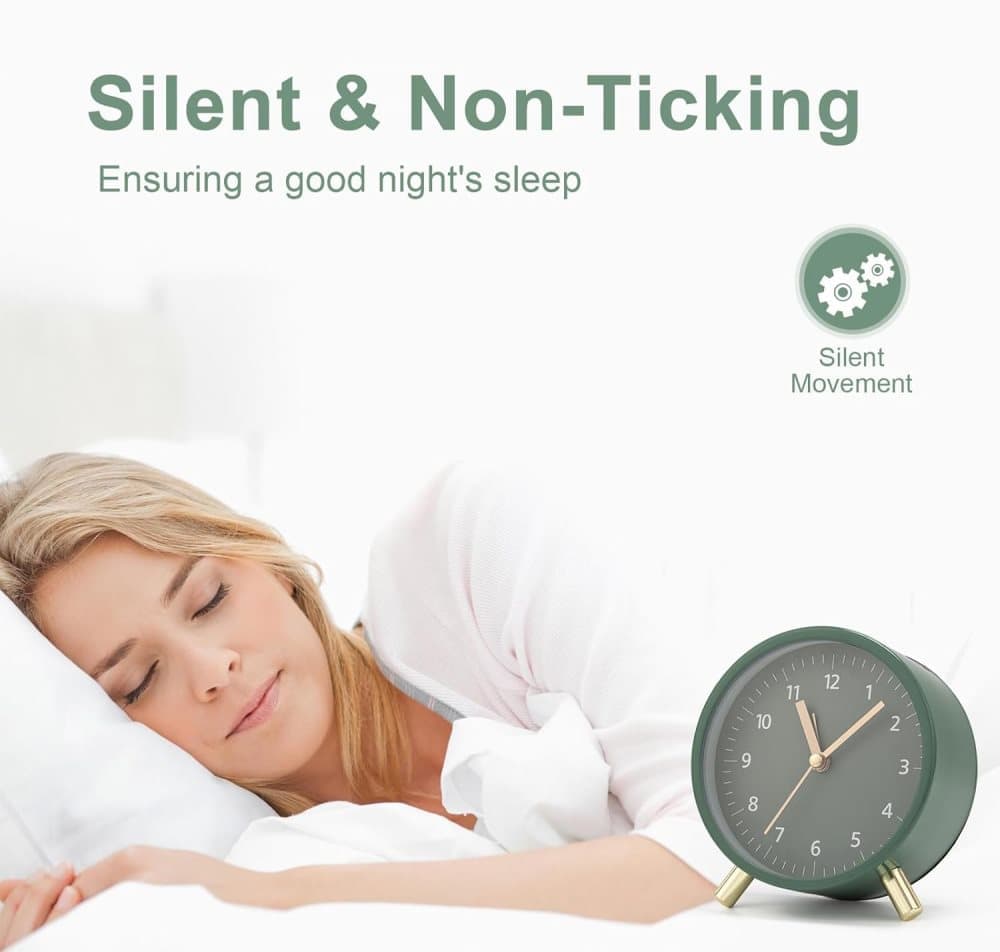 Silent Alarm Clock with Night Light and Backlight