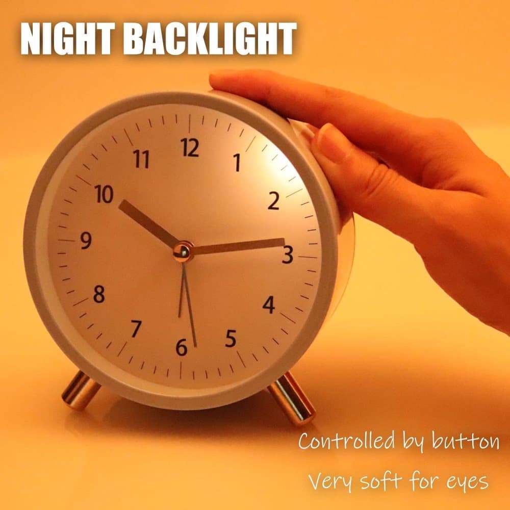 Silent Alarm Clock with Night Light and Backlight