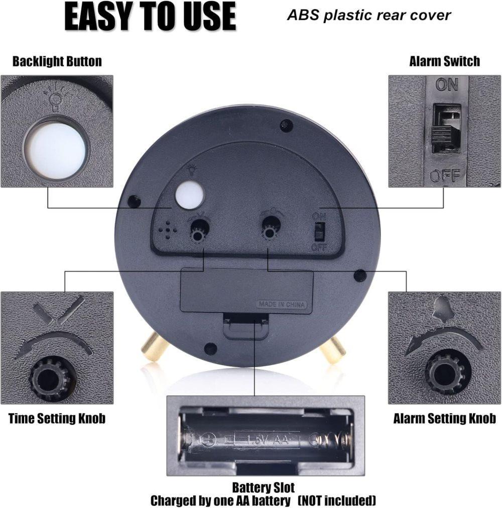 Silent Alarm Clock with Night Light and Backlight