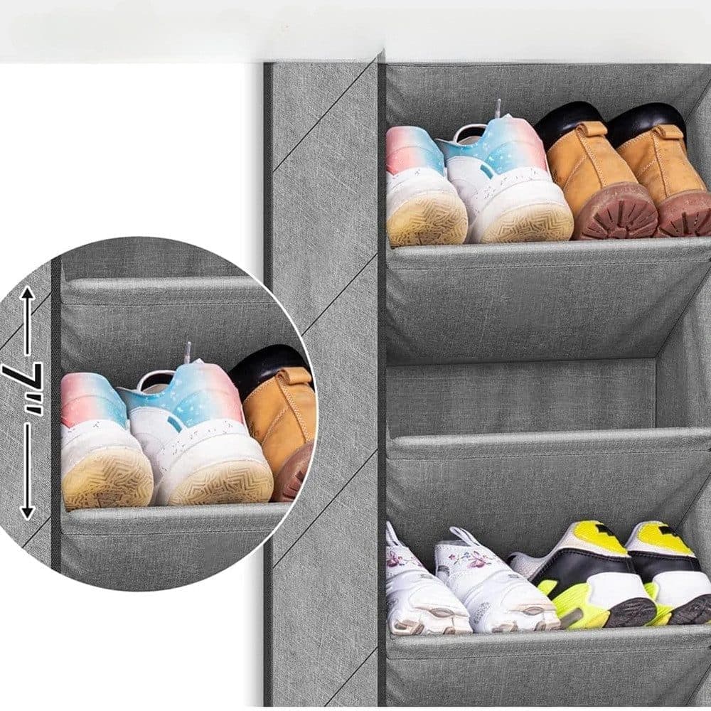 12 Pairs Wall Mounted Shoe Rack with Hooks