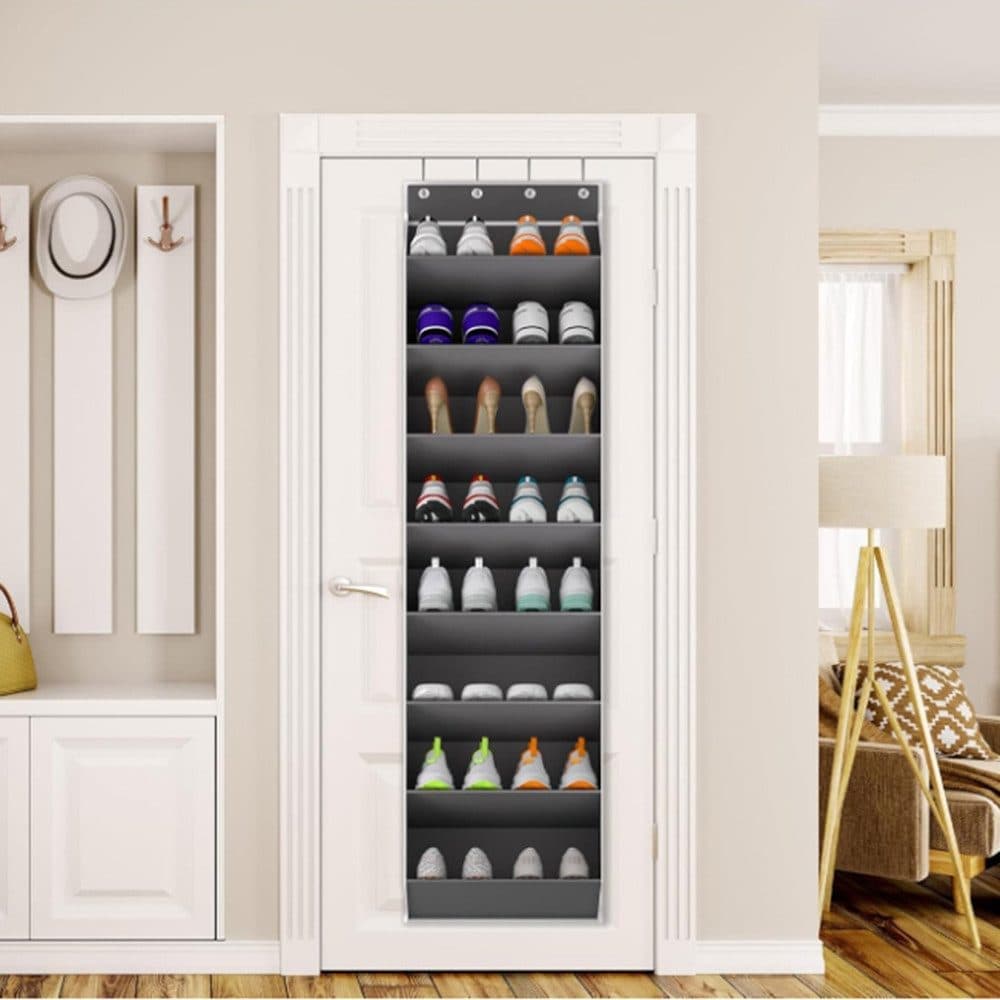 12 Pairs Wall Mounted Shoe Rack with Hooks