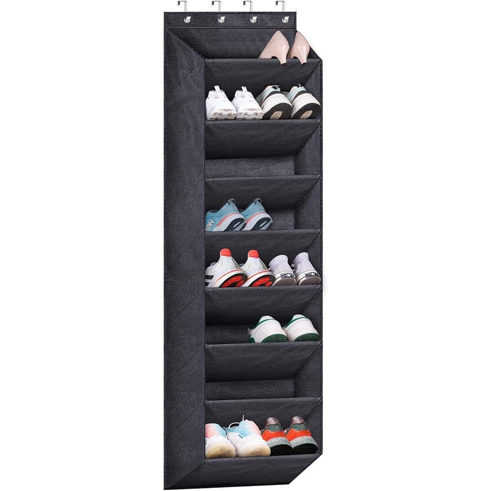 12 Pairs Wall Mounted Shoe Rack with Hooks