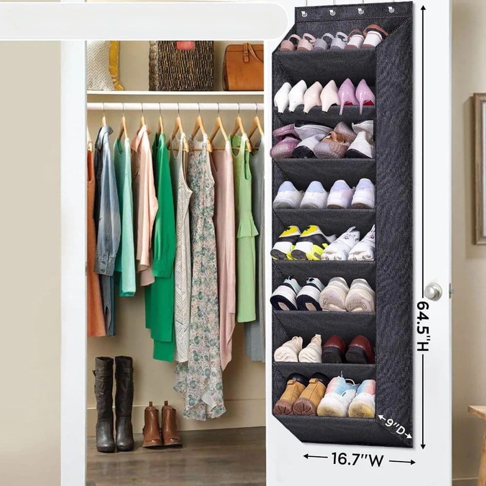 12 Pairs Wall Mounted Shoe Rack with Hooks