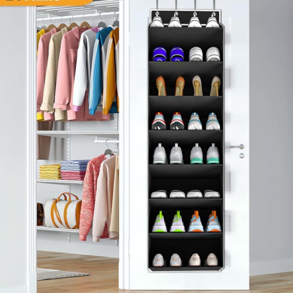 12 Pairs Wall Mounted Shoe Rack with Hooks