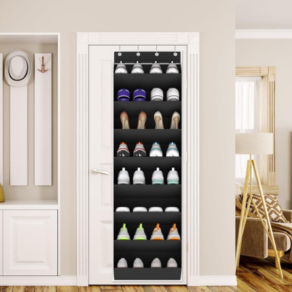 12 Pairs Wall Mounted Shoe Rack with Hooks