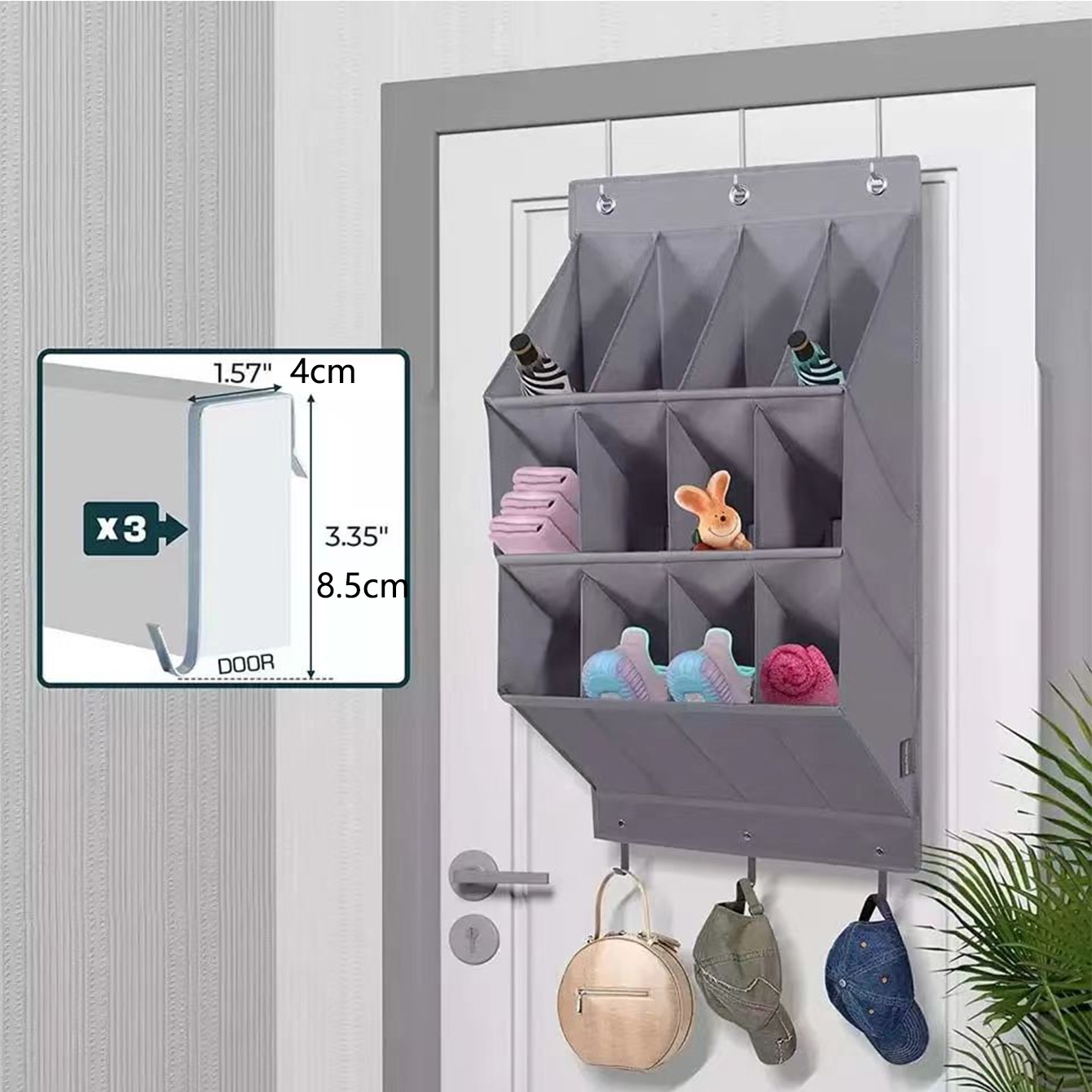Wall-mounted Shoe and Hat Rack with Hooks