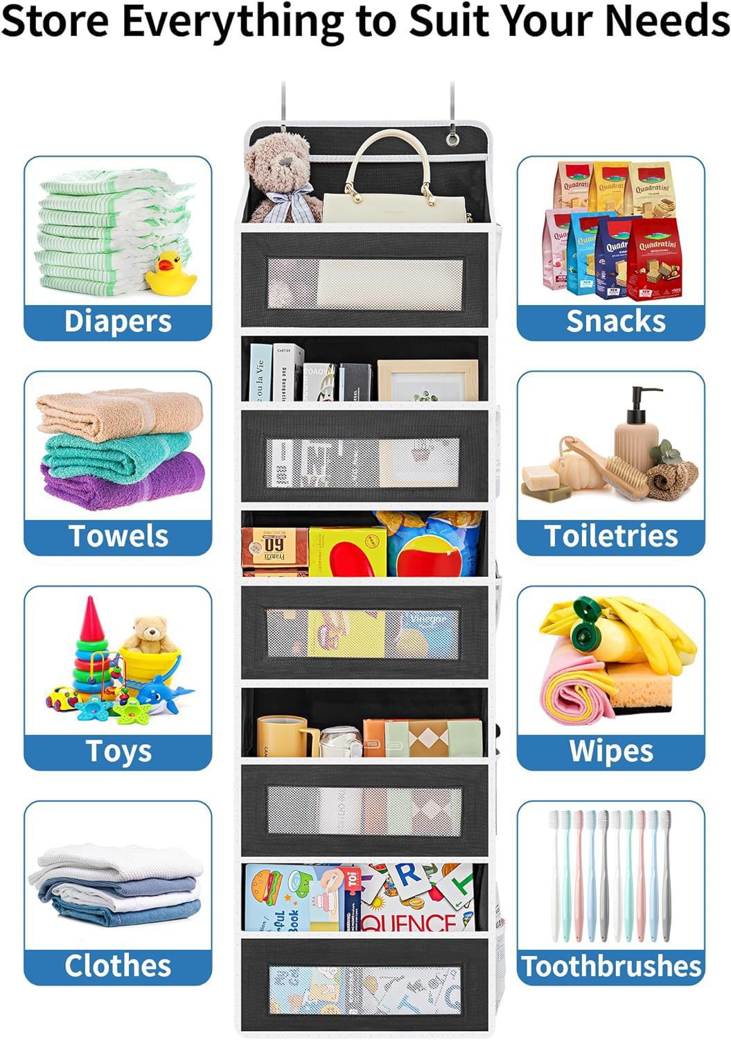 Wall-mounted doll rack with hooks