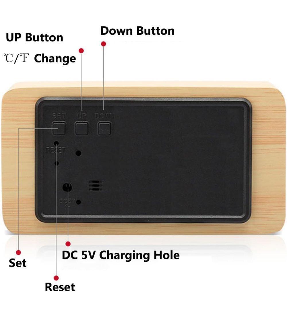 Digital LED Alarm Clock with USB Charger