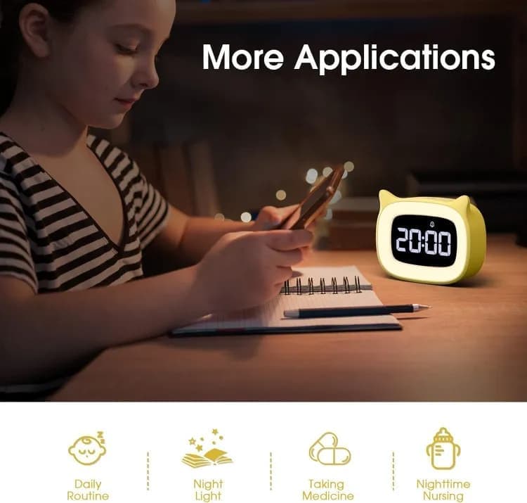 Yellow Digital LED Alarm Clock with Silent Operation