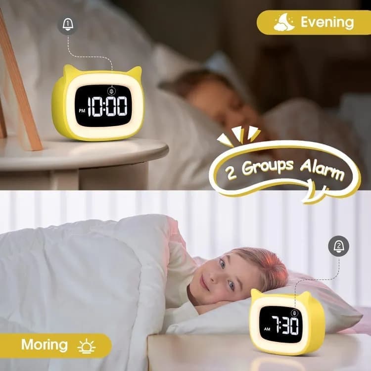 Yellow Digital LED Alarm Clock with Silent Operation