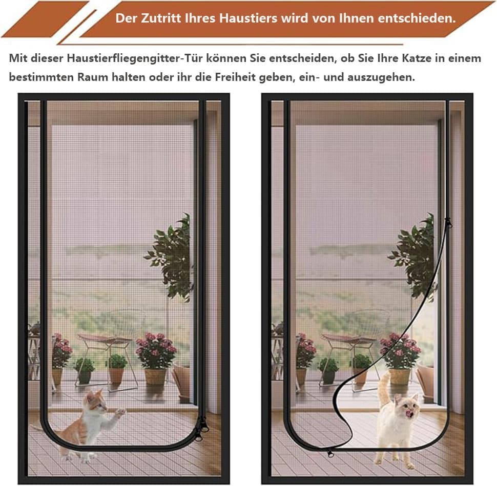 Black Cat Repellent Zipper Door Curtain