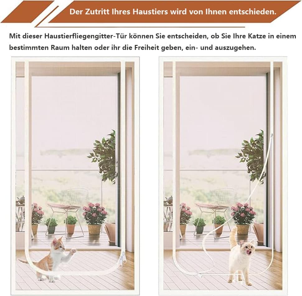 White Cat Repellent Zipper Door Curtain