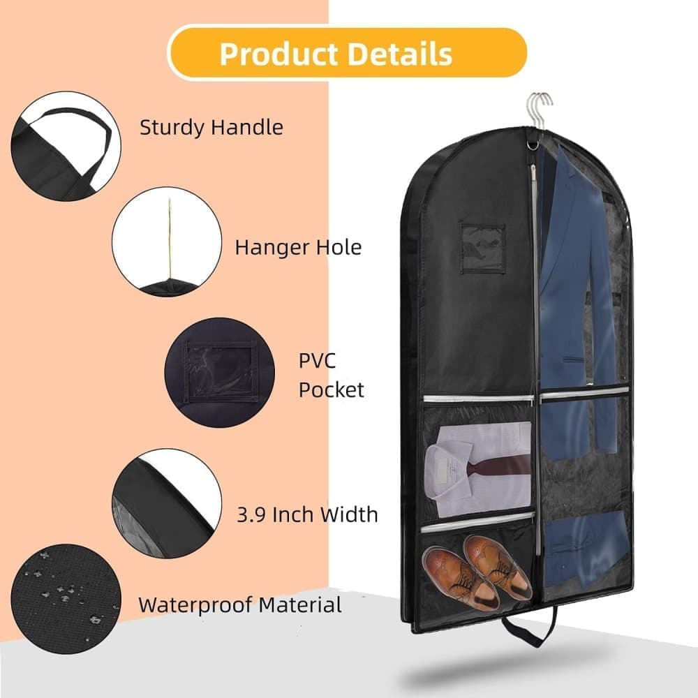 5 Pockets Garment Bag Foldable Suit Cover Clothing Storage