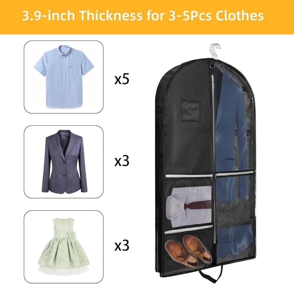 5 Pockets Garment Bag Foldable Suit Cover Clothing Storage