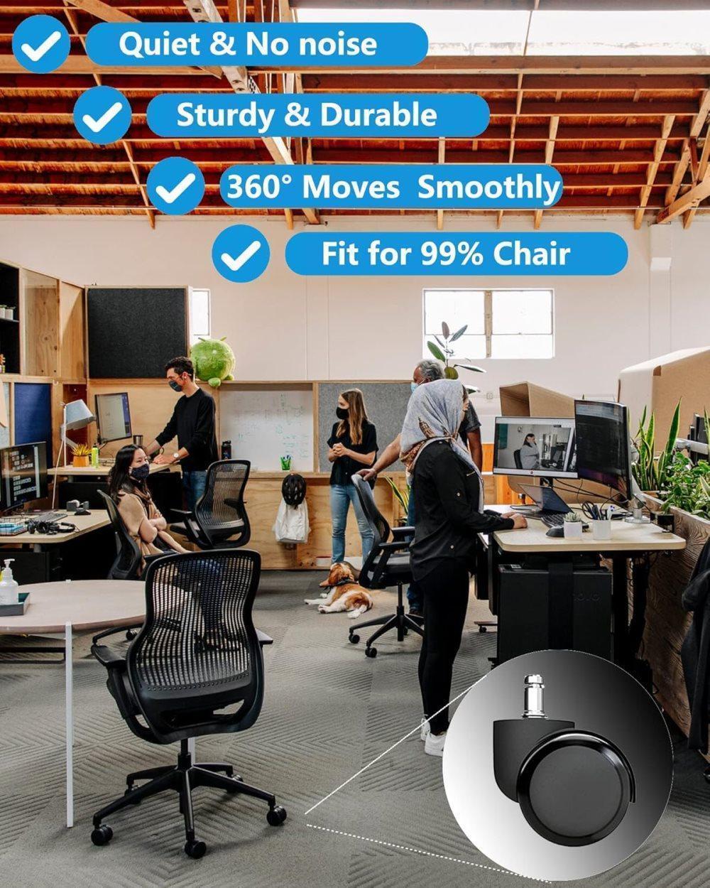 5-Pack Silent Office Chair Wheels