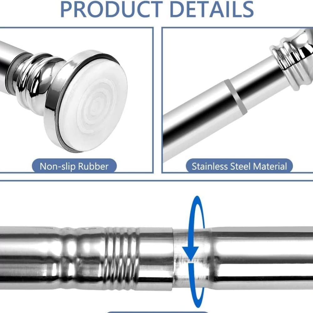Extendable stainless steel telescopic curtain rod