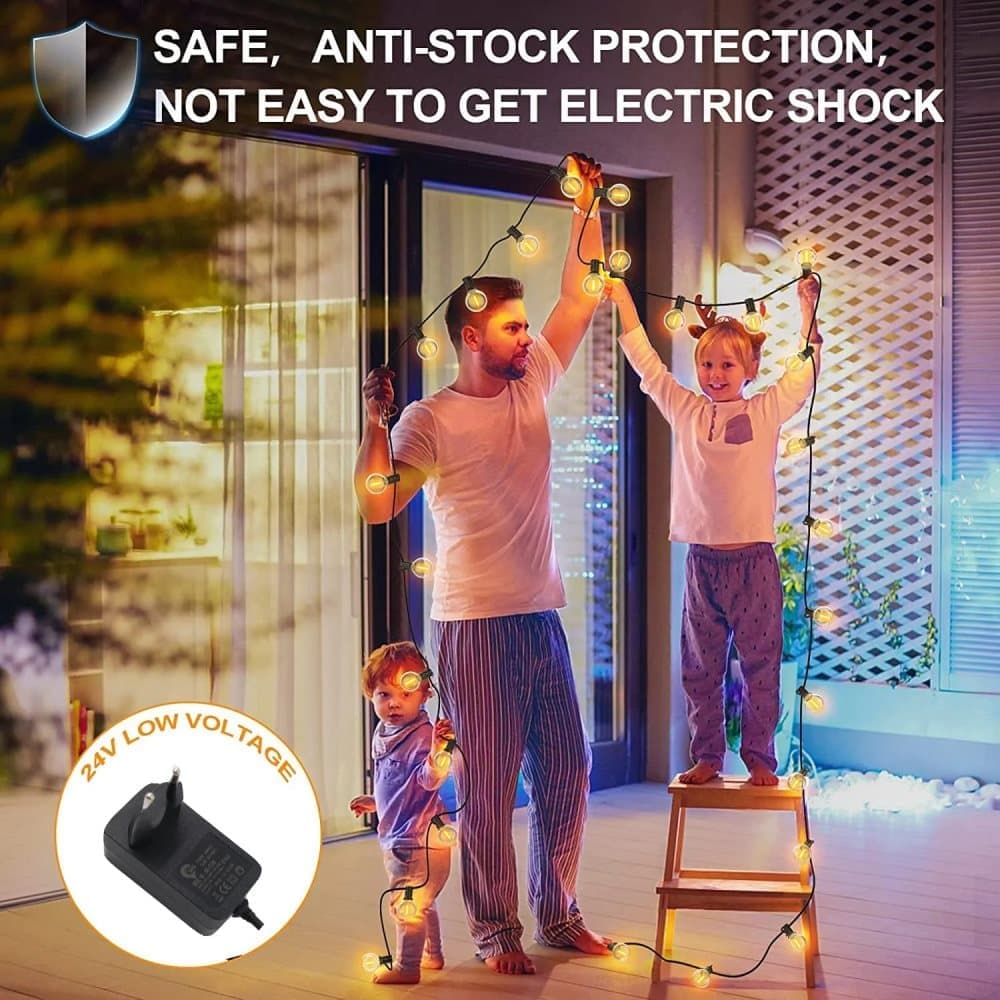 52 LED String Lights Waterproof G40 for Outdoor