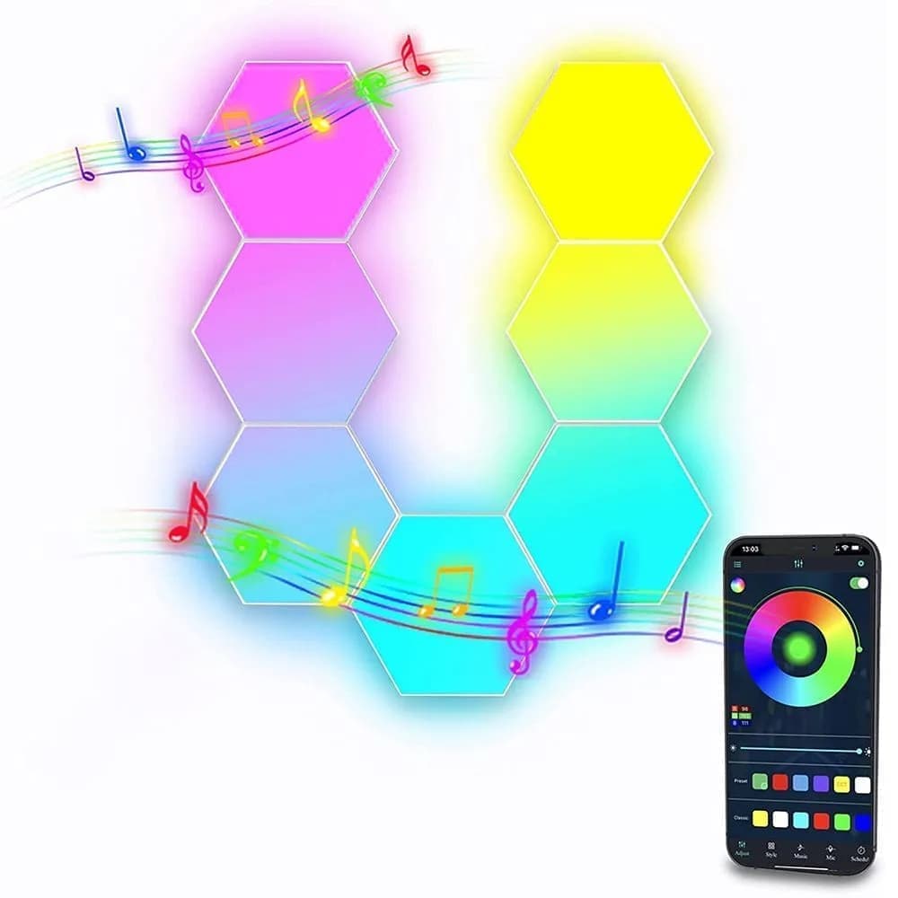 6 RGB Hexagon LED Wall Lamps with App Control