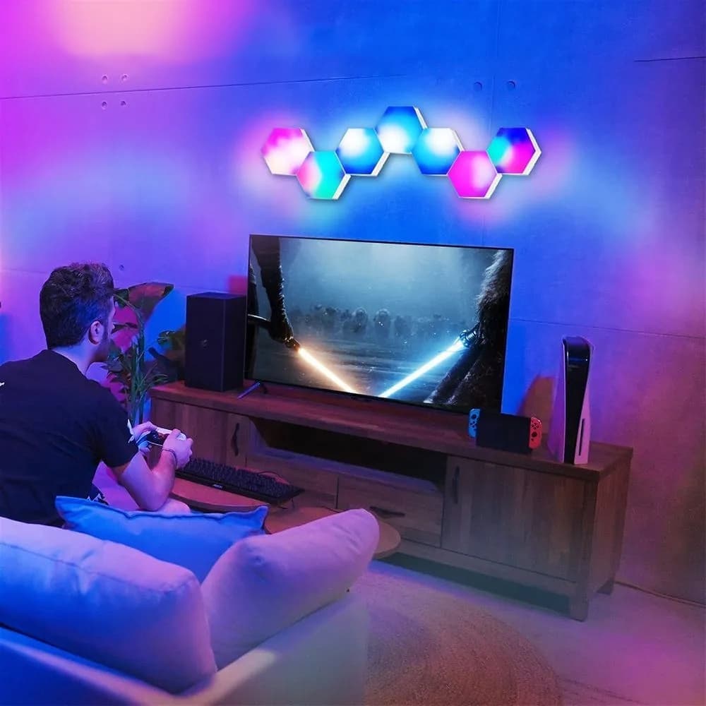 6 RGB Hexagon LED Wall Lamps with App Control