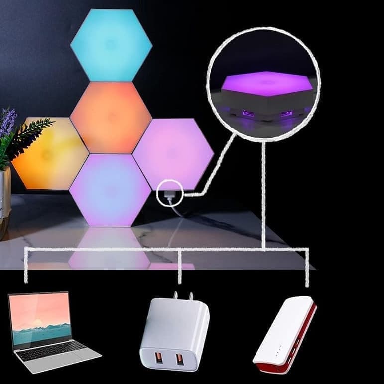 6 RGB Hexagon LED Wall Lamps with App Control