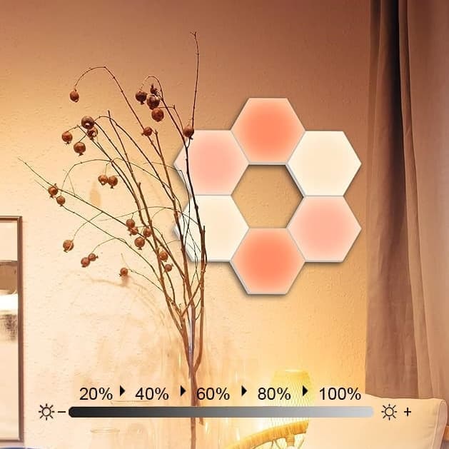 6 RGB Hexagon LED Wall Lamps with App Control